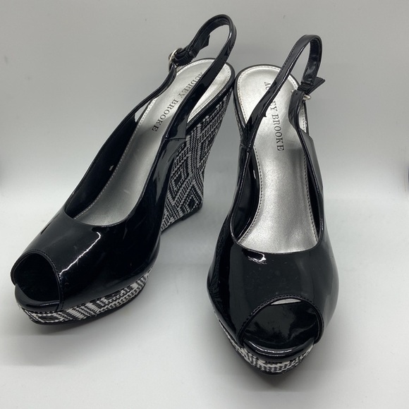 Audrey Brooke Platform Wedge Open Toe Slingback Heels Sz 10 - Picture 1 of 12